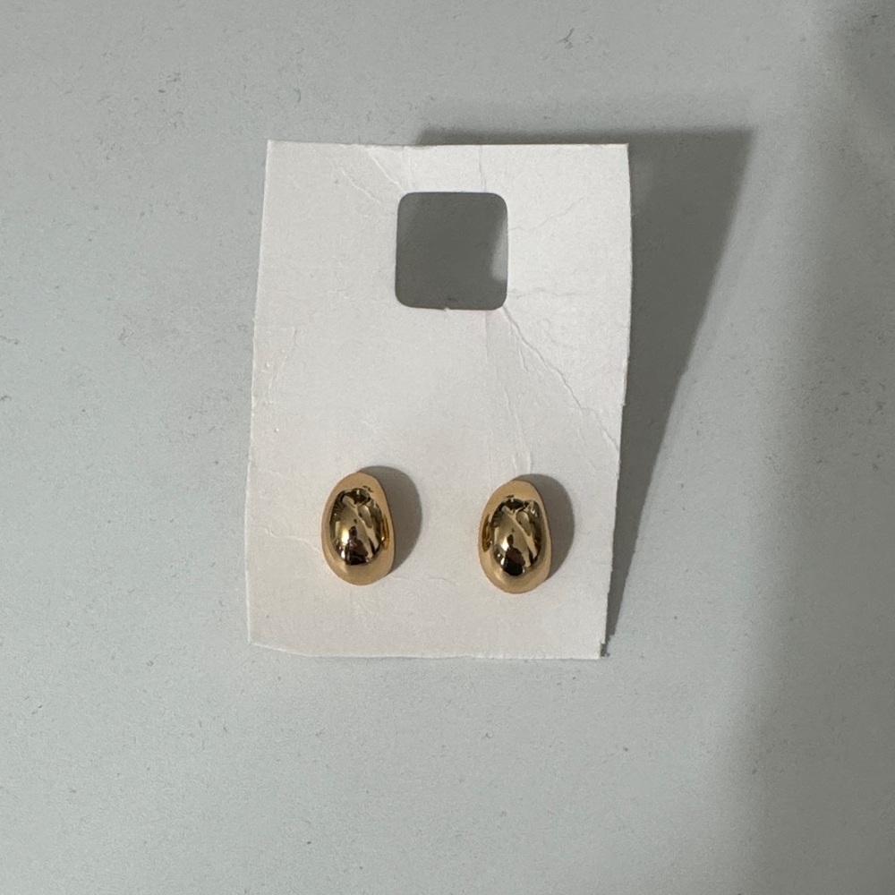 Zara Gold Oval Dome Stud Earrings - Women Jewelry it is new